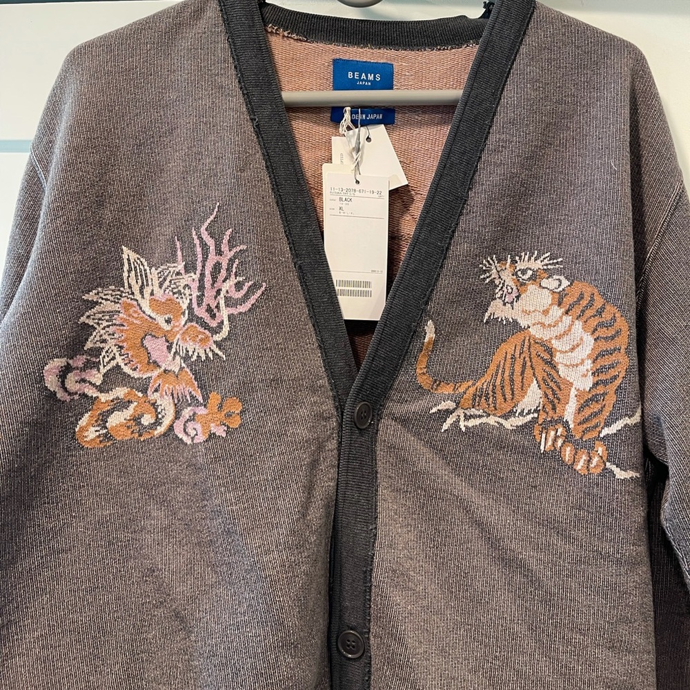 BEAMS Tiger Button Up Cardigan NEW Size XL - Picture 2 of 6